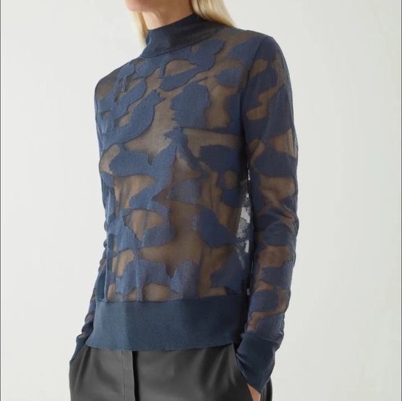 COS Sweaters - COS Abstract Art Detail Sheer Roll-neck Jumper